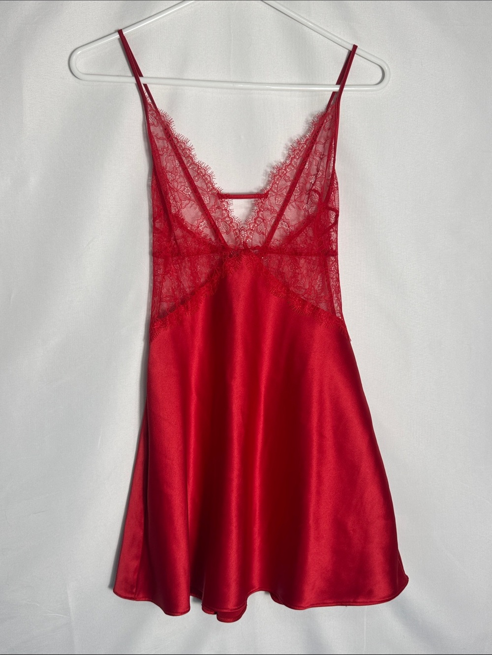 Victoria’s Secret Red Satin and Lace Chemise Slip